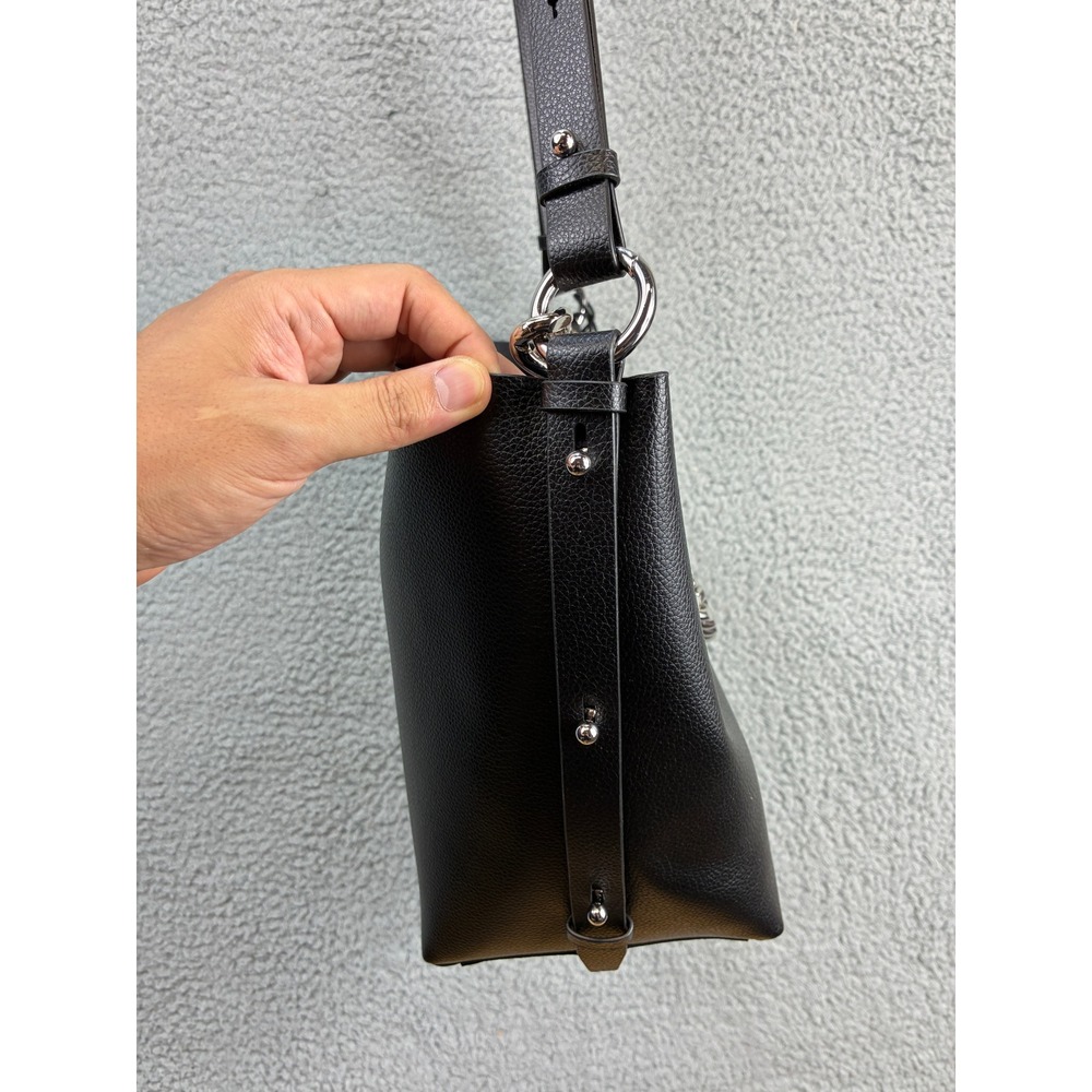 Rebecca Minkoff Kate Large Bucket Bag Womens OS Black Leather Silver Chain Purse - Picture 5 of 16